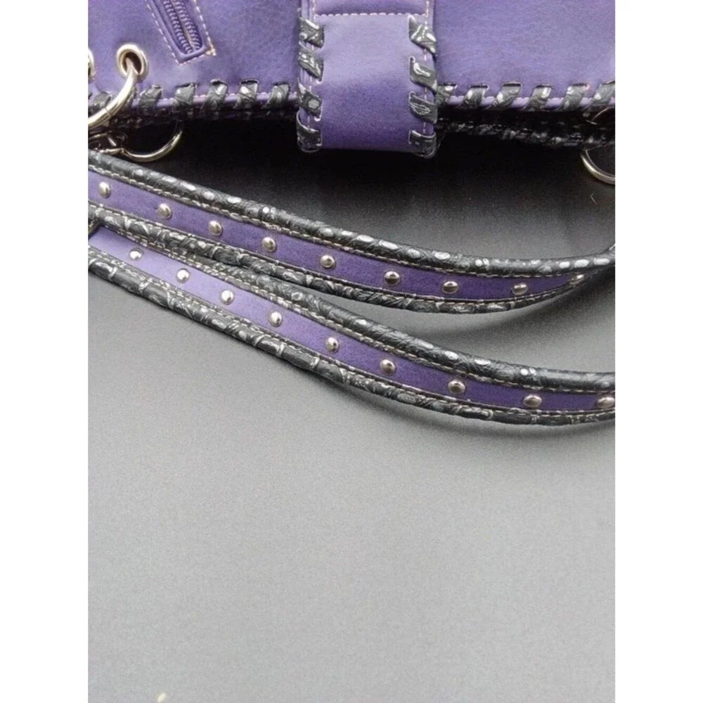 Western Purple Embroidered Paisley Concealed Carry Shoulder Bag
